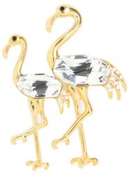 Pami Accessories Brosa placata cu aur 14k/rodiu, cu cristale Swarovski, flamingo