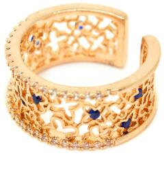 Pami Accessories Inel placat cu aur roz Rosa, 17.6 mm, IC-70, Albastru/Auriu roze