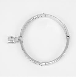 Pami Accessories Bratara de dama fixa lacat cu strasuri, BC-150, 18 cm, Argintiu