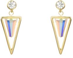 Pami Accessories Cercei dama triunghi cu cristale Swarovski, placati cu aur, 3.5 x 1.5 cm, Auriu