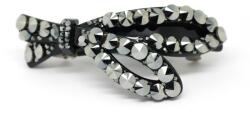 Pami Accessories Clama de par neagra, cu cristale Swarovski, funda