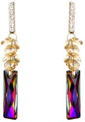 Pami Accessories Cercei dama cu cristale Swarovski si strasuri, placati cu aur, 6 x 0.8 cm, Multicolor