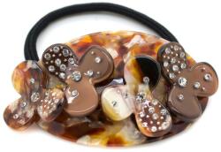 Pami Accessories Elastic de par bej cu flori acrilice si cristale, Par-50-4, multicolor