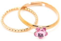 Pami Accessories Set 2 inele placate cu aur, SIC-30, 17.2 mm/13.8 mm, Auriu roze/Roz