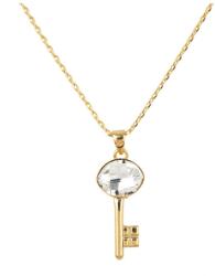 Pami Accessories Colier cheie cu cristal Swarovski placat cu aur, CLC-50, 39 + 3 cm, Auriu