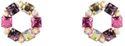 Pami Accessories Cercei dama cu cristale, placati cu aur, 11x11 mm, CCC-80, Roz/Mov