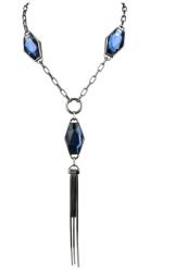 Pami Accessories Colier lung cristale Swarovski, CLC-120, 38 + 2 cm, Negru/Albastru