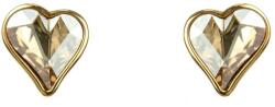 Pami Accessories Cercei dama cu cristal Swarovski inima, placati cu aur, 1.3 x 1.5 cm, Auriu/Bej
