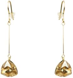 Pami Accessories Cercei dama cu cristal Swarovski triunghi, placati cu aur, 5x1.2 cm, CCC-90, Auriu/Bej