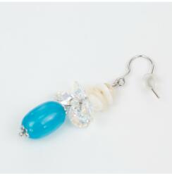 Pami Accessories Cercei dama cu cristale Swarovski si pietre naturale, placati cu aur alb, 5.5 x 1.2 cm, Bleu