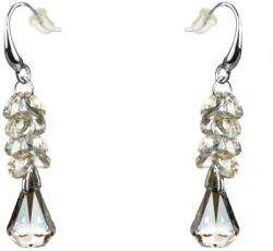 Pami Accessories Cercei dama cu cristale Swarovski, placati cu aur alb, 4.5 x 1.9 cm, Argintiu