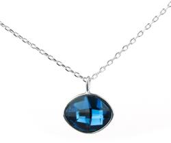 Pami Accessories Colier argint 925 rodiat Pami, cu pandantiv cristal Swarovski oval, albastru