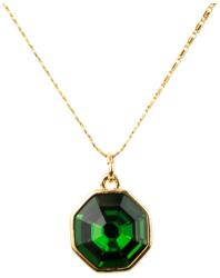 Pami Accessories Colier cristal Swarovski octogonal placat cu aur, CLC-90, 41 + 5 cm, Auriu/Verde