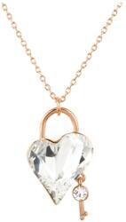 Pami Accessories Colier cu cristal Swarovski inima cu cheie, placat cu aur roz, 41 + 5 cm, CLC-80, Auriu roze