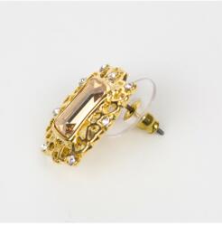 Pami Accessories Cercei dama cu cristal Swarovski dreptunghiular, placati cu aur, 18x15 mm, CCC-60, Auriu/Bej