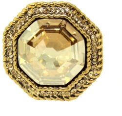 Pami Accessories Inel placat cu aur Crystal, 18 mm, IC-70, Auriu/Bej