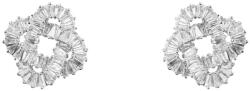 Pami Accessories Cercei dama cu cristale zirconiu, placati cu aur alb, 2 x 2 cm, Argintiu