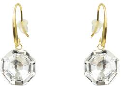 Pami Accessories Cercei dama cu cristal Swarovski, placati cu aur, 3 x 1.5 cm, Auriu