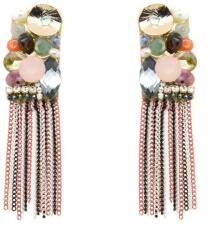 Pami Accessories Cercei handmade dreptunghi cu cristale Swarovski cu perle naturale, CCF-50, multicolor