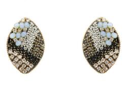 Pami Accessories Cercei handmade frunza cu strasuri si lantisoare, CCF-50, multicolor