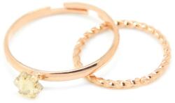 Pami Accessories Set 2 inele placate cu aur, SIC-30, 17.2 mm/13.8 mm, Auriu roze/Bej