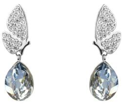 Pami Accessories Cercei dama fluture cu cristal Swarovski, placati cu aur alb, 3.3 x 1.1 cm, Bleu