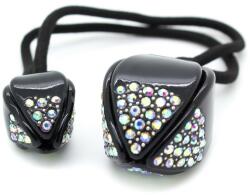 Pami Accessories Elastic de par bej cu elemente acrilice si cristale, Par-50, argintiu/negru