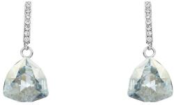 Pami Accessories Cercei dama cu cristal Swarovski si strasuri, placati cu aur alb, 2.5 x 1.2 cm, Argintiu/Bleu