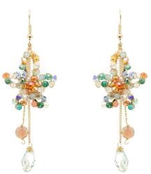 Pami Accessories Cercei handmade floare din cristale si doua lantisoare, CCF-50, multicolor