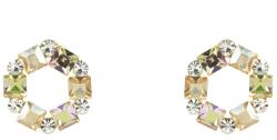 Pami Accessories Cercei dama cu cristale, placati cu aur, 11x11 mm, CCC-80, Verde/Bej
