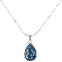 Pami Accessories Colier cu cristal Swarovski lacrima placat cu aur alb, CLC-90, 38 + 5 cm, Argintiu/Albastru