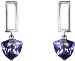 Pami Accessories Cercei dama dreptunghi cu cristal Swarovski, 3.3x1.2 cm, CCC-90, Argintiu/Mov
