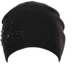 Pami Accessories Caciula dama casmir cu aplicatii in forma de floare, negru