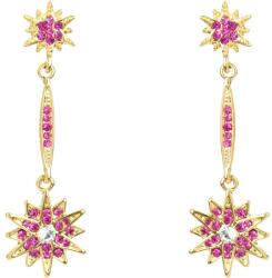Pami Accessories Cercei dama stelute cu strasuri zirconiu, placati cu aur, 5x1.5 cm, CCC-80, Auriu/Ciclam