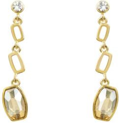 Pami Accessories Cercei dama cristal Swarovski oval, placati cu aur, 4.7 x 1 cm, Auriu/Bej