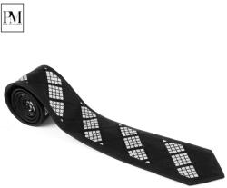 Pami Accessories Cravata barbati Pami cu model geometric, B517-238F-9, Alb/Negru