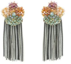 Pami Accessories Cercei handmade floricica din cristale si lantisoare doua culori, CCF-50, multicolor