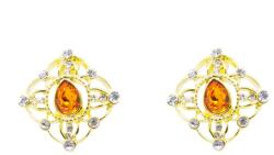Pami Accessories Cercei placati cu aur 14k si rodiu, cu cristal Swarovski, romb