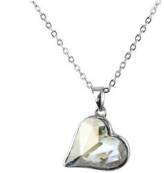 Pami Accessories Colier cu cristal Swarovski inima, placat cu aur alb, 40 + 5 cm, CLC-80, Argintiu/Bleu