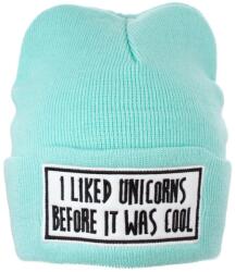 Pami Accessories Caciula pentru tineret tricotata I Liked Unicorns, turcoaz