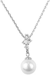 Pami Accessories Colier cu perla si fundite placat cu aur alb, 38 + 3 cm, CLC-80, Argintiu