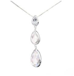 Pami Accessories Colier cu pandantiv cristale Swarovski, CLC-70, argintiu