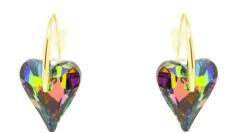 Pami Accessories Cercei dama cu cristal Swarovski inima, placati cu aur, 3 x 1.4 cm, Multicolor