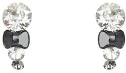 Pami Accessories Cercei dama cu cristale Swarovski, placati cu aur alb, 16x8 mm, CCC-60, Argintiu/Negru