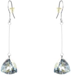 Pami Accessories Cercei dama cu cristal Swarovski triunghi, placati cu aur alb, 5x1.2 cm, CCC-90, Argintiu/Bleu