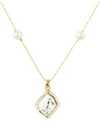 Pami Accessories Colier cu cristal Swarovski si perle, placat cu aur, 40 + 3 cm, CLC-80, Auriu