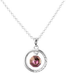 Pami Accessories Colier rotund cu cristal Swarovski placat cu aur alb, CLC-60, 40 + 5 cm, Argintiu/Mov