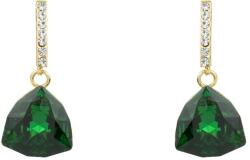 Pami Accessories Cercei dama cu cristal Swarovski si strasuri, placati cu aur, 2.5 x 1.2 cm, Auriu/Verde