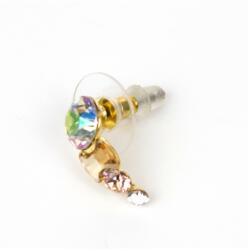Pami Accessories Cercei dama cu cristale Swarovski, placati cu aur, 16x8 mm, CCC-60, Auriu/Bej