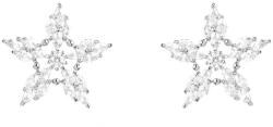 Pami Accessories Cercei de dama floare cu cristale, placati cu aur alb, 2x2 cm, CCC-90, Argintiu